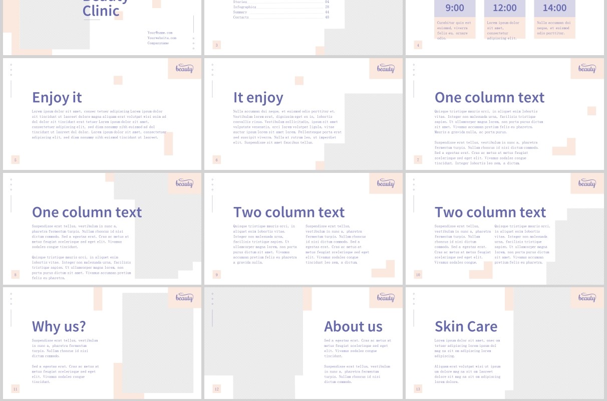 皮肤美容私人诊所专科医院PPT版式模板Skin Beauty Clinic PowerPoint Presentation