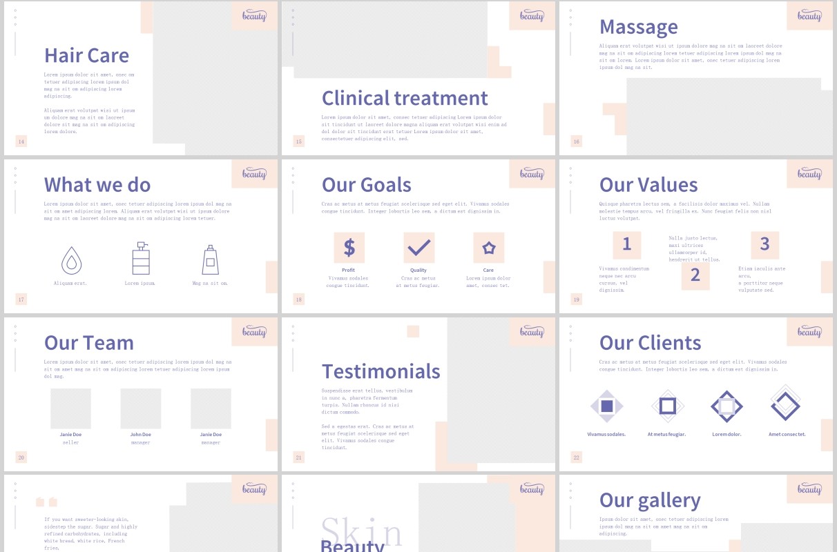 皮肤美容私人诊所专科医院PPT版式模板Skin Beauty Clinic PowerPoint Presentation