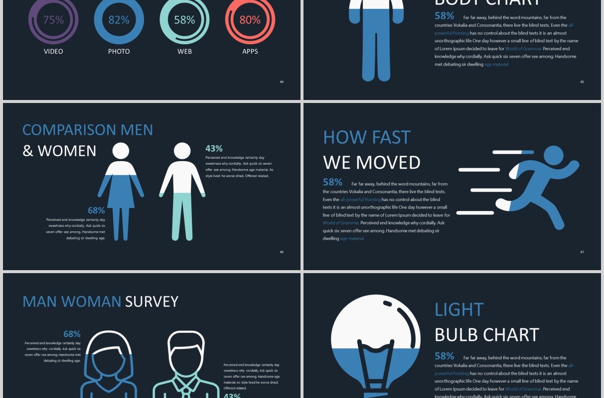 可视化信息图表PPT版式模板CLEAN Powerpoint Presentation Template