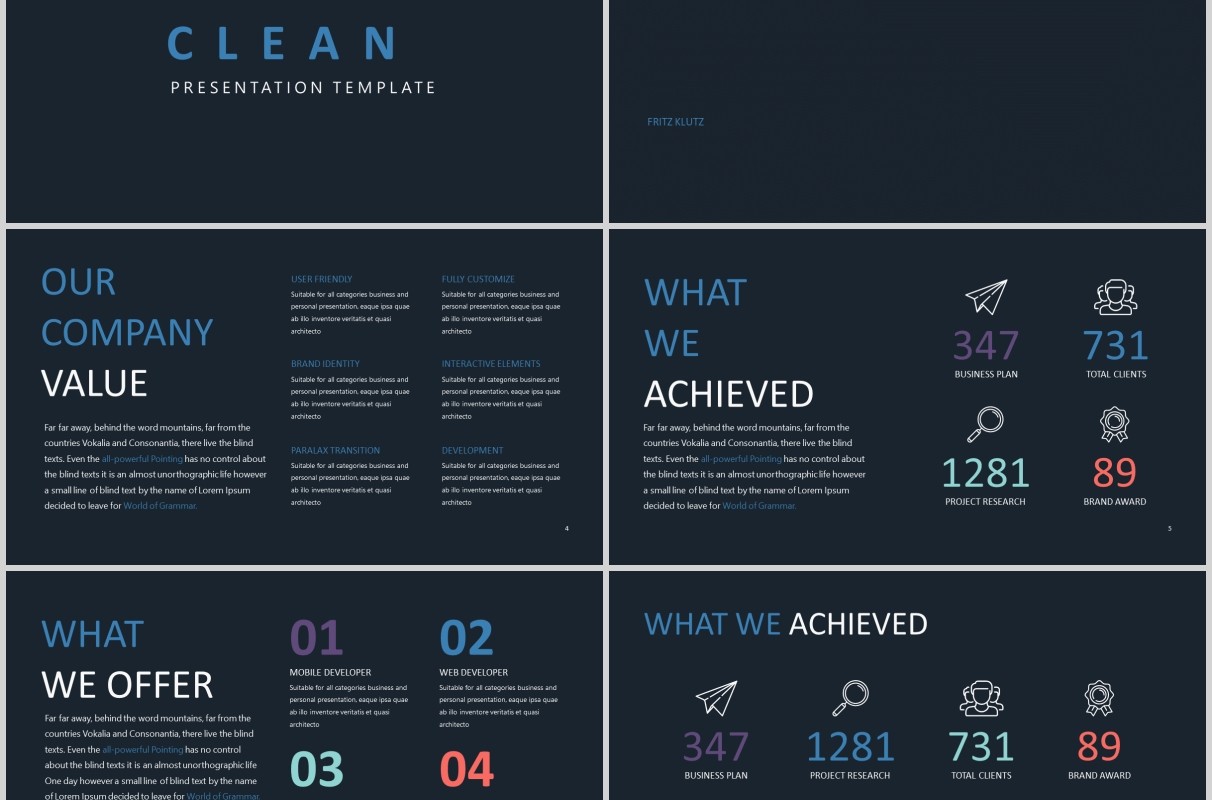 可视化信息图表PPT版式模板CLEAN Powerpoint Presentation Template
