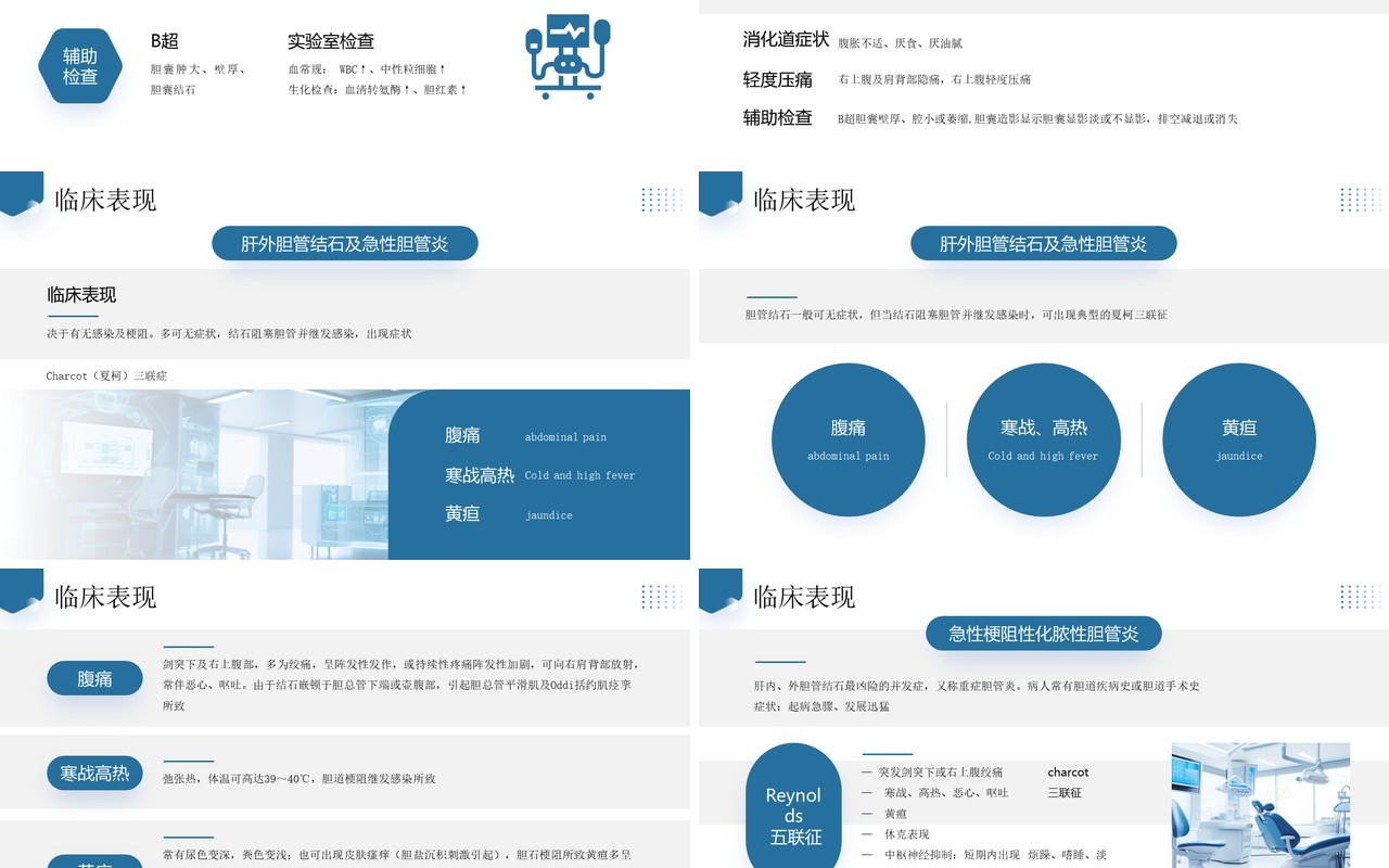 蓝色简约风胆道疾病病人的护理PPT模板