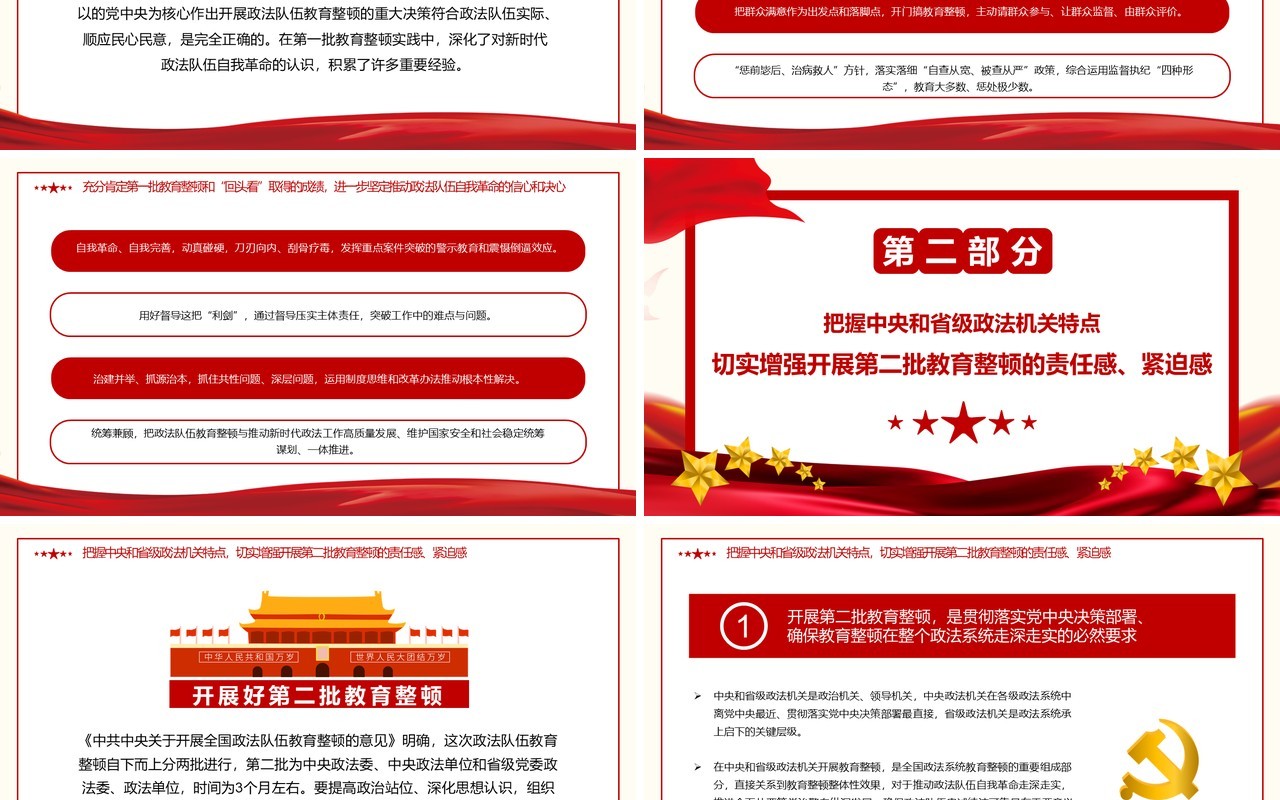 全国第二批政法队伍教育整顿突出政治建设表率作用建章立制通用PPT模板