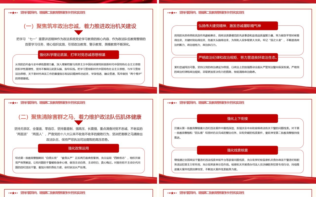 全国第二批政法队伍教育整顿突出政治建设表率作用建章立制通用PPT模板