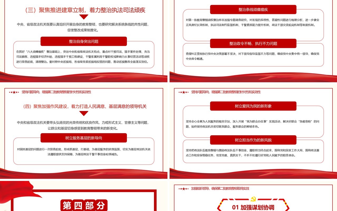全国第二批政法队伍教育整顿突出政治建设表率作用建章立制通用PPT模板
