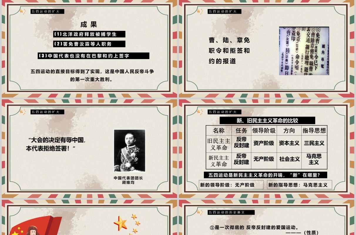 复古纪念五四运动历史介绍课件五四青年节PPT模板