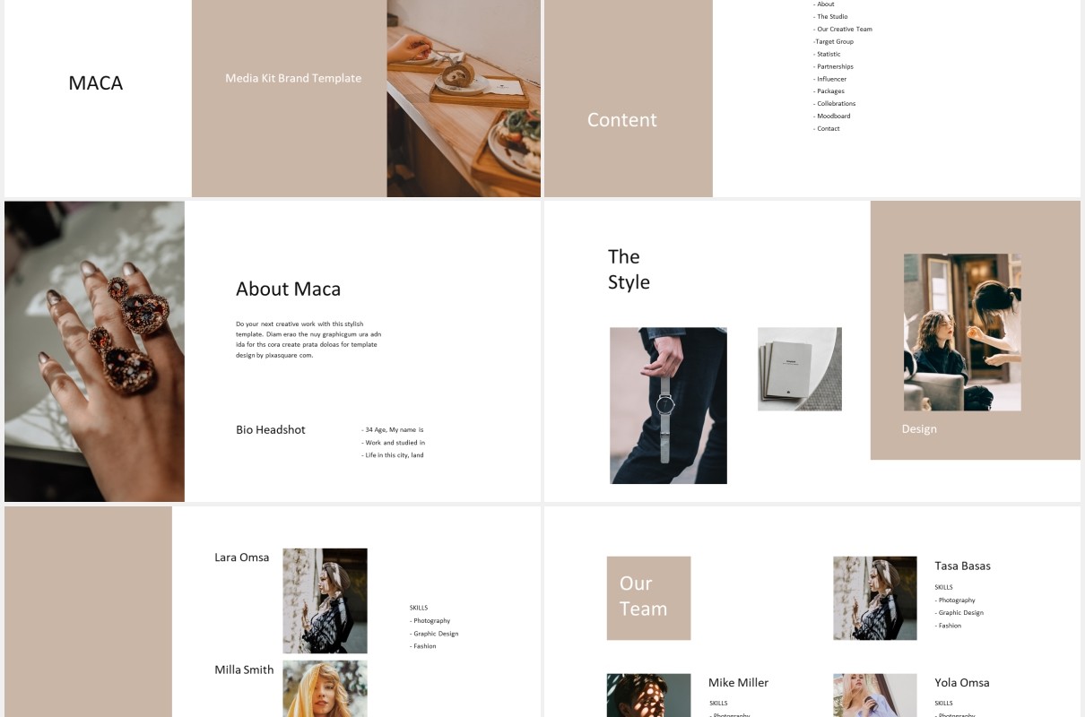 极简简约个人简历图文展示汇报PPT模板MACA - Powerpoint Media Kit Branding Template