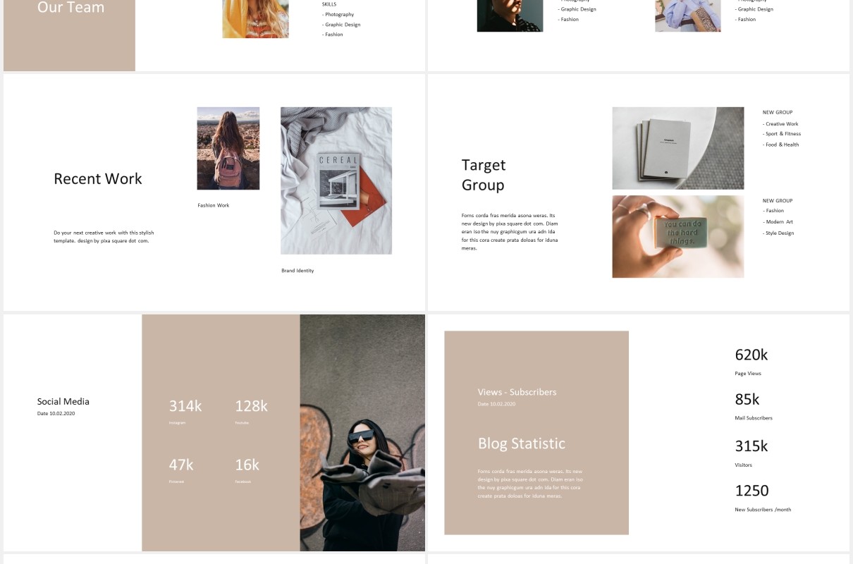 极简简约个人简历图文展示汇报PPT模板MACA - Powerpoint Media Kit Branding Template