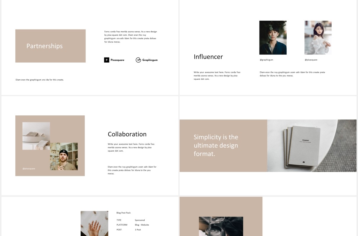 极简简约个人简历图文展示汇报PPT模板MACA - Powerpoint Media Kit Branding Template