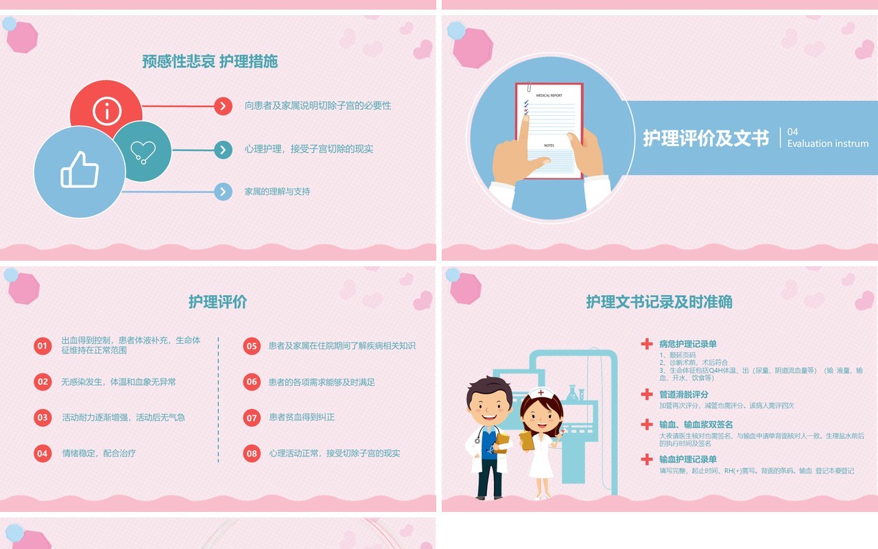 卡通医疗护士医生医院孕妇妇产科产后大出血护理查房pp模板