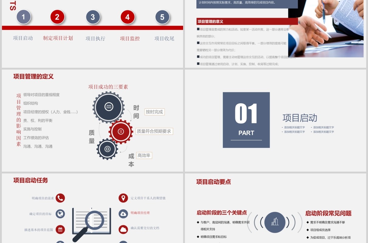 简约公司项目管理流程PPT模板