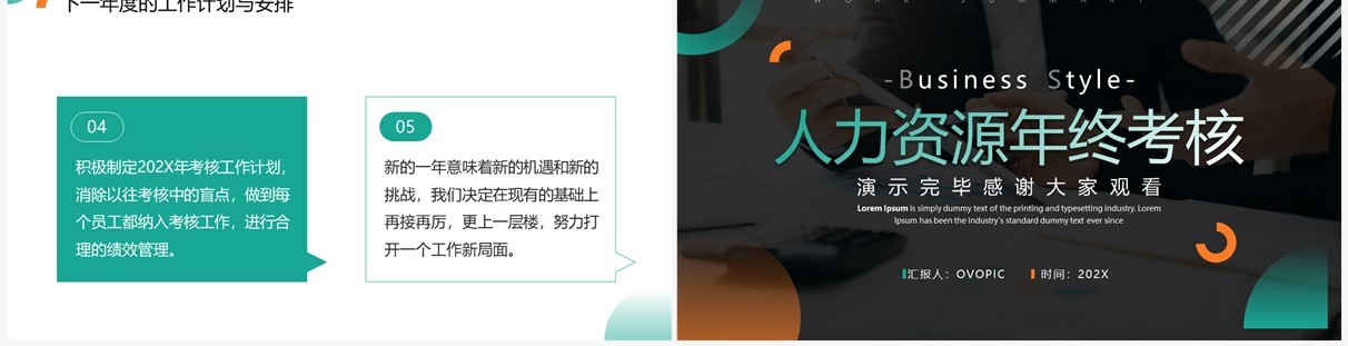 绿色商务风人力资源年终考核PPT模板