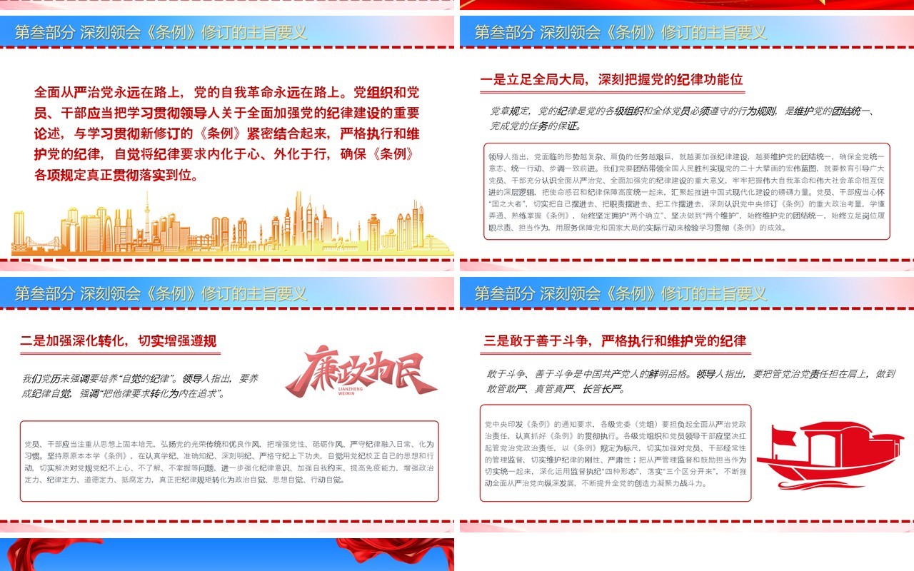 蓝色党政风学条例明党纪守纪律PPT模板