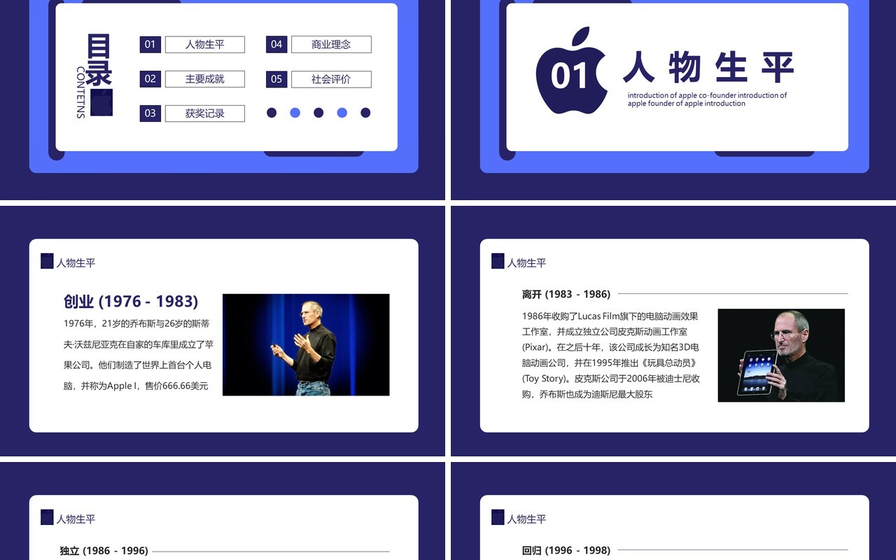史蒂夫·乔布斯美国苹果公司联合创始人介绍动态PPT