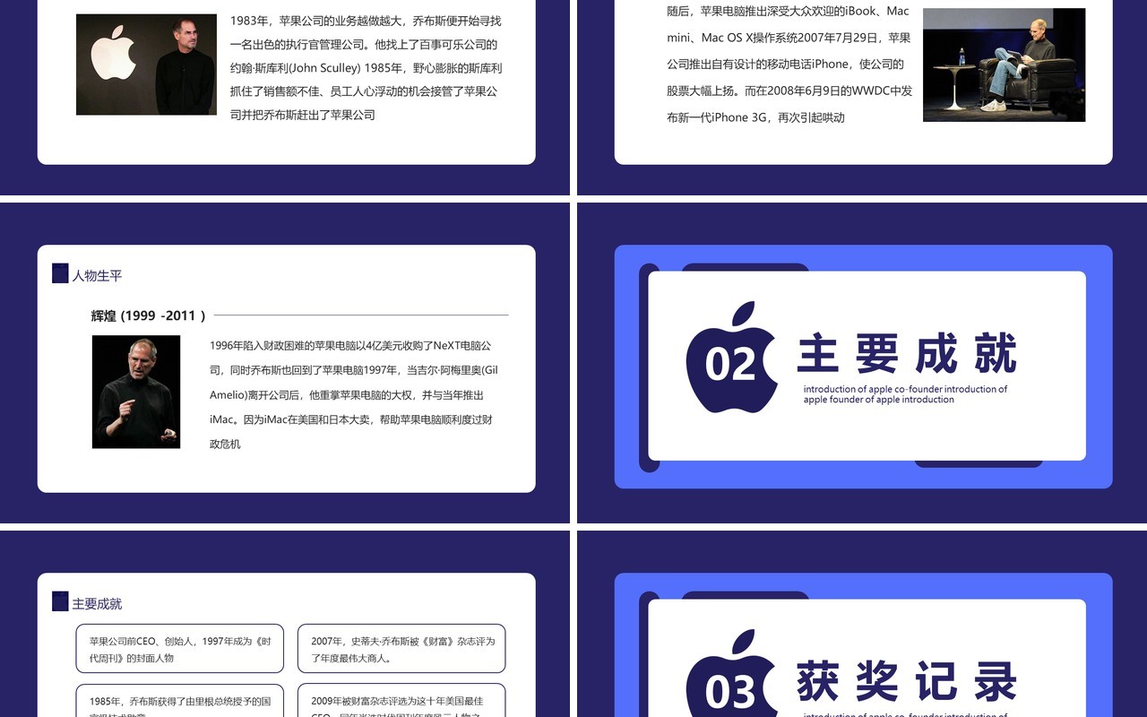 史蒂夫·乔布斯美国苹果公司联合创始人介绍动态PPT