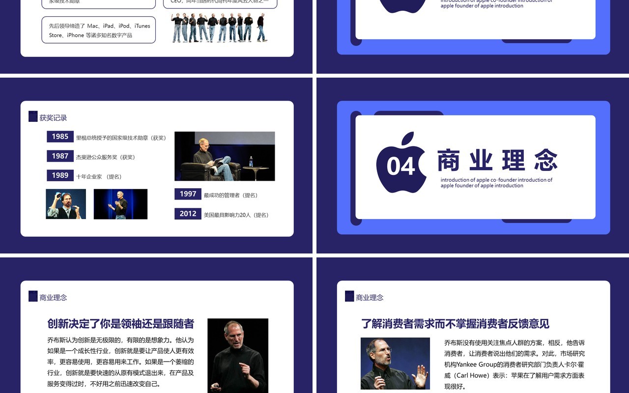 史蒂夫·乔布斯美国苹果公司联合创始人介绍动态PPT
