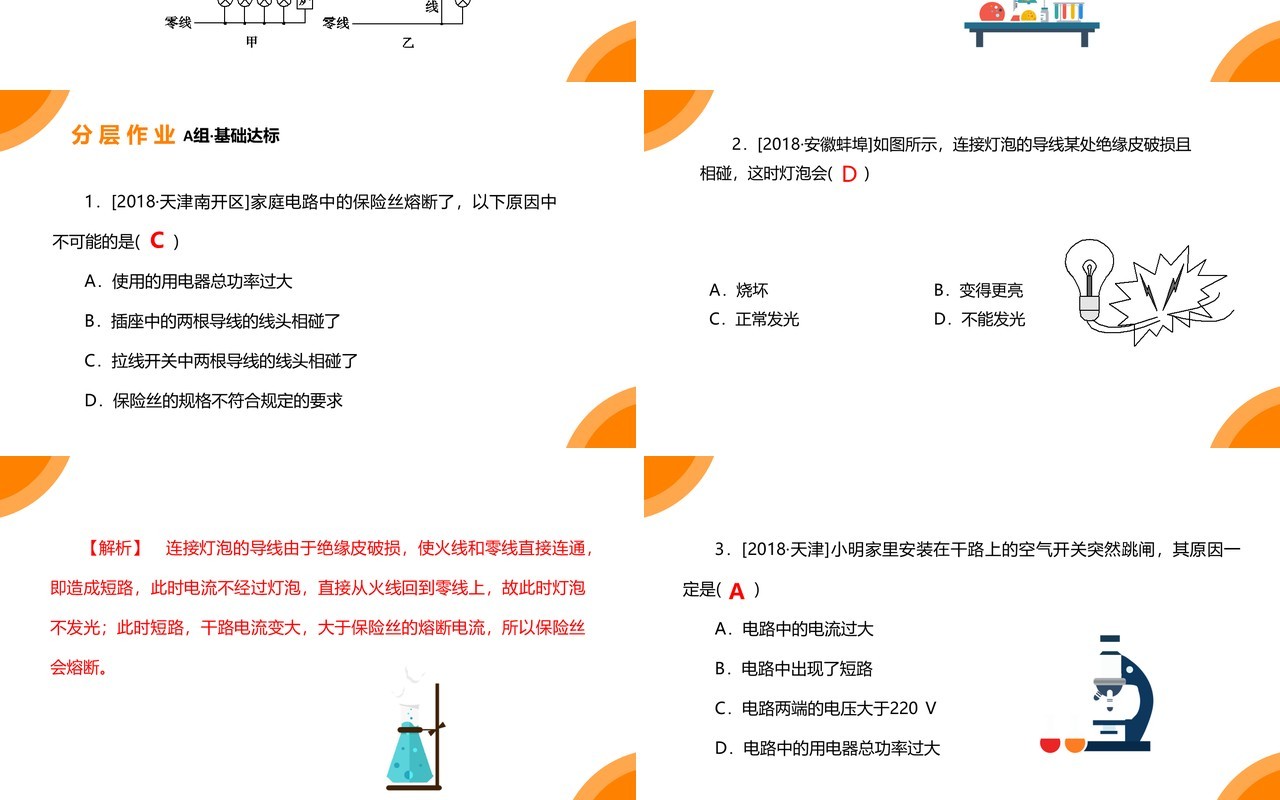 部编版九年级物理全册家庭电路中电流过大的原因课件PPT模板