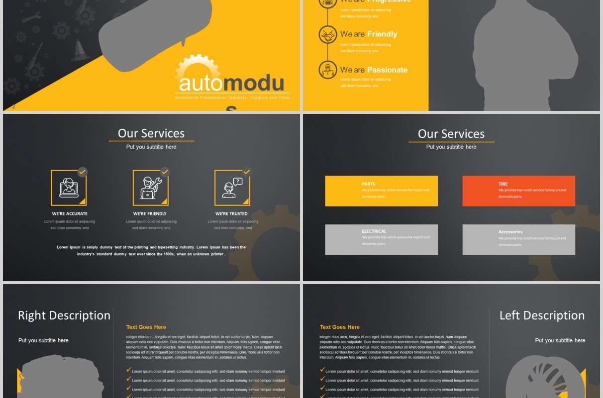 自动化产品设备智能信息图表PPT模板版式设计Automodus Automotive Powerpoint Template