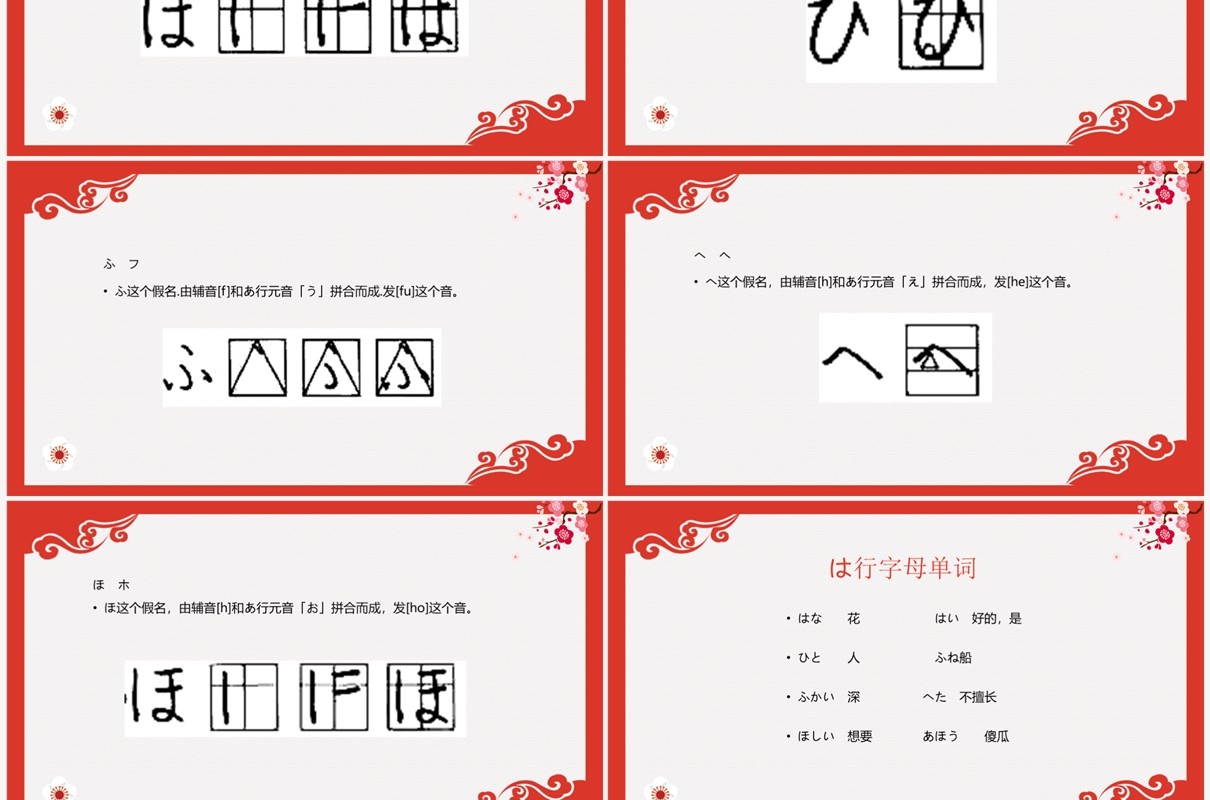红色日语入门教程日语教学PPT模板