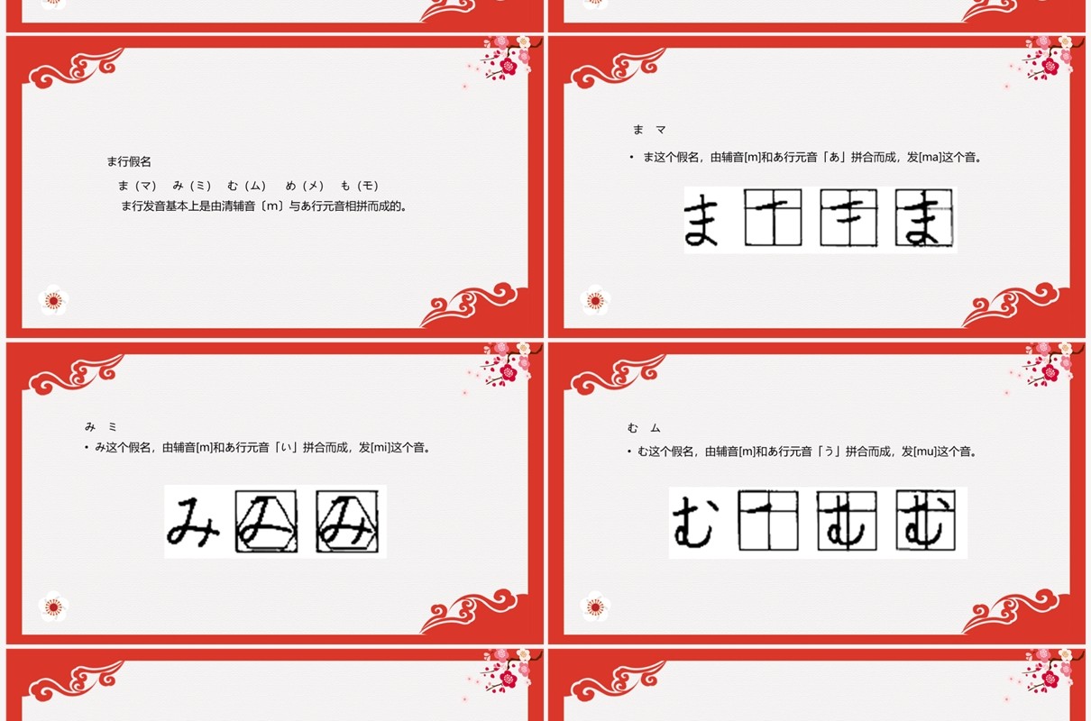 红色日语入门教程日语教学PPT模板