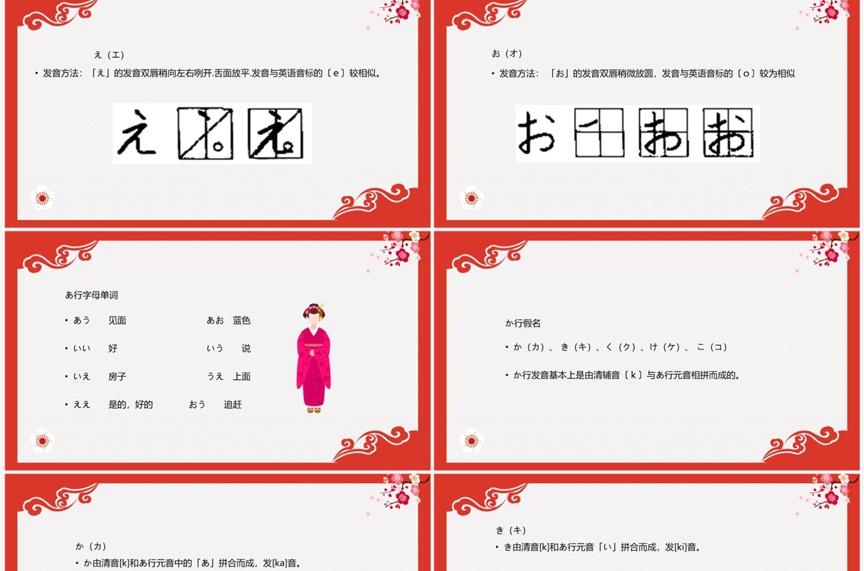 红色日语入门教程日语教学PPT模板
