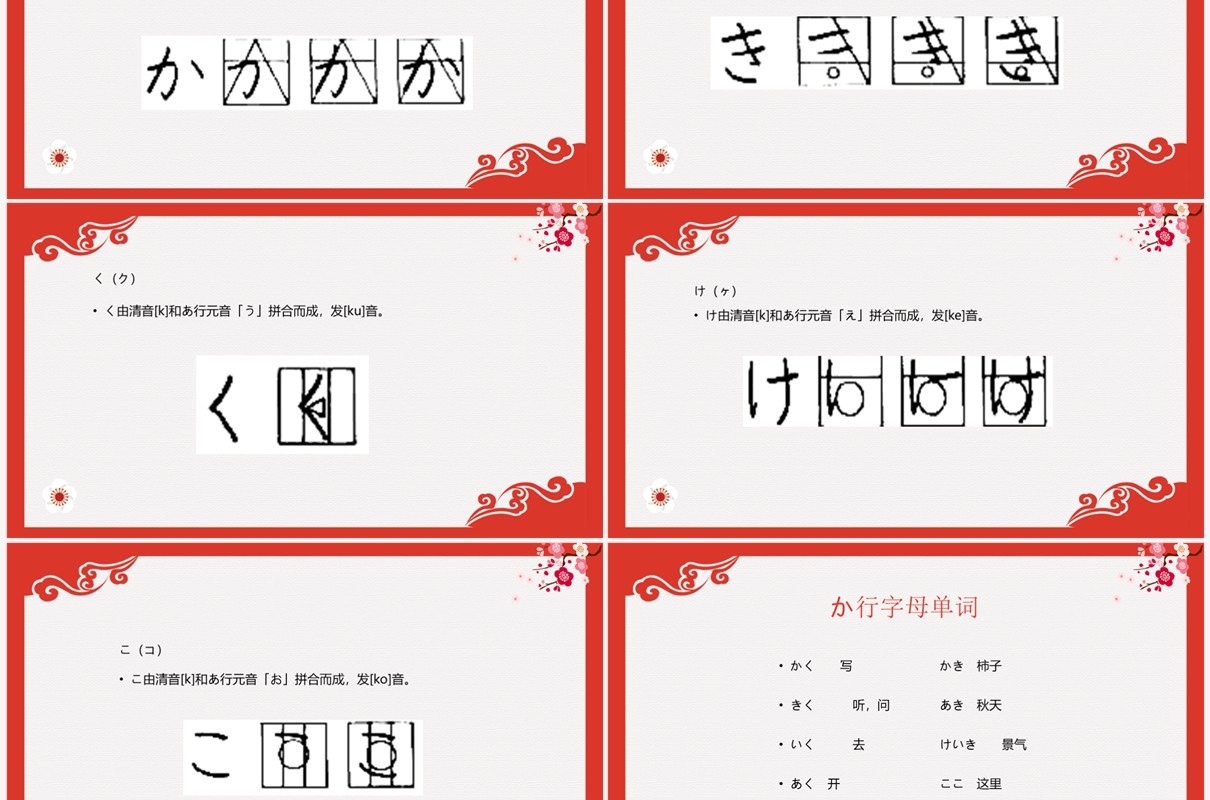 红色日语入门教程日语教学PPT模板