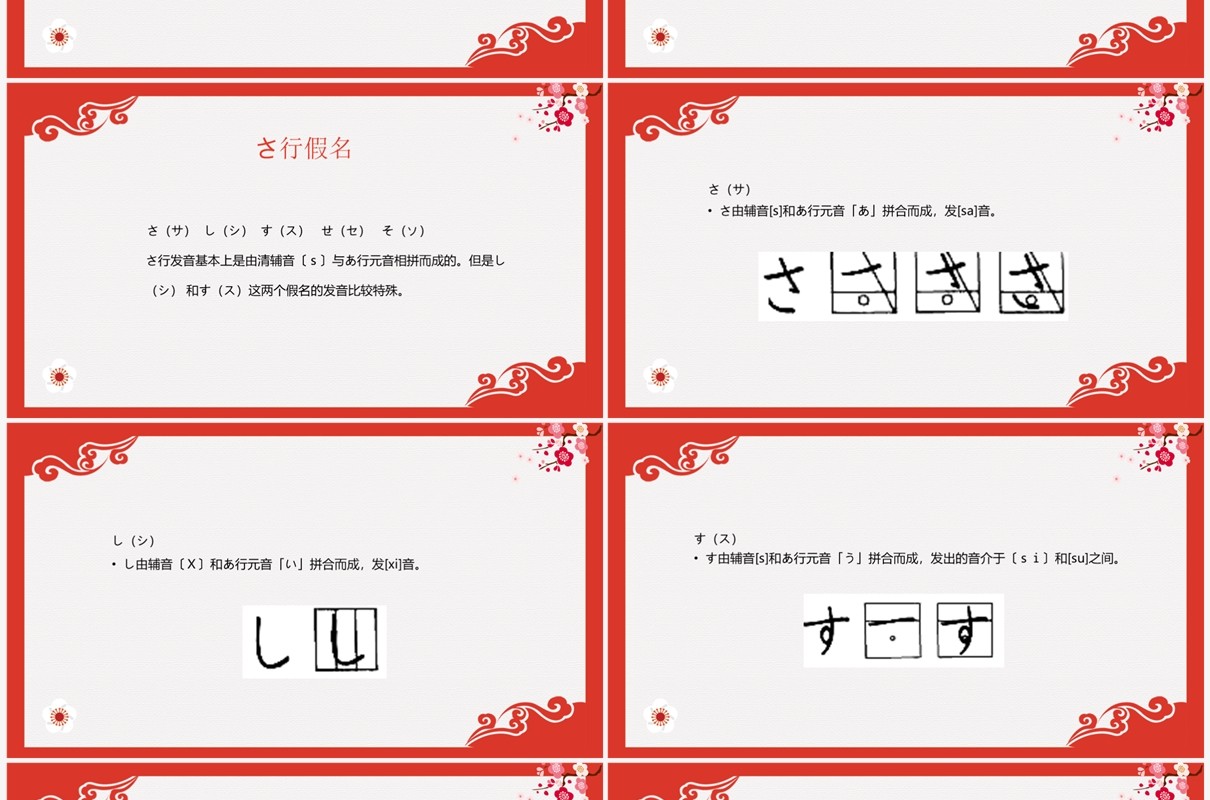 红色日语入门教程日语教学PPT模板