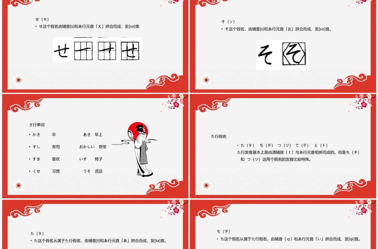 红色日语入门教程日语教学PPT模板