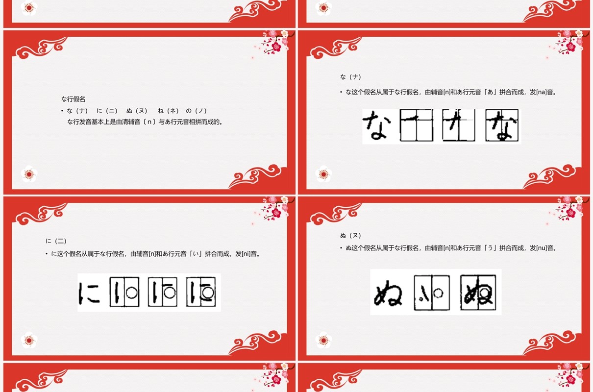 红色日语入门教程日语教学PPT模板