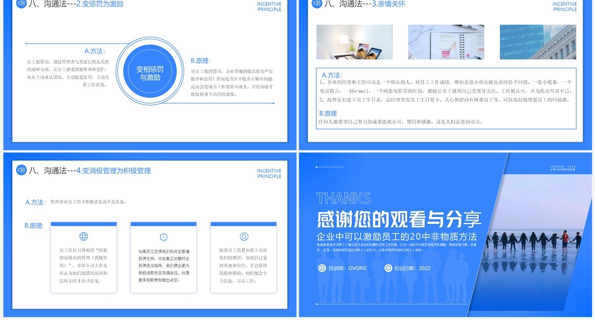 蓝色简约风企业员工激励培训PPT模板