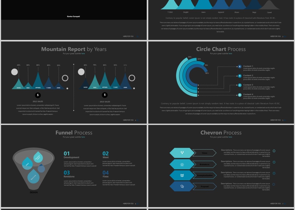 黑色高端商务PPT信息图表模板HERE FOR YOU Powerpoint