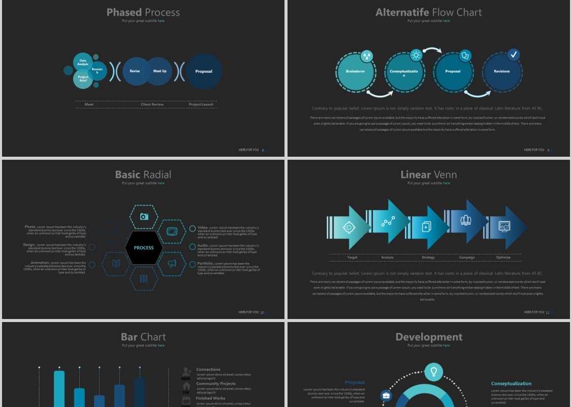 黑色高端商务PPT信息图表模板HERE FOR YOU Powerpoint
