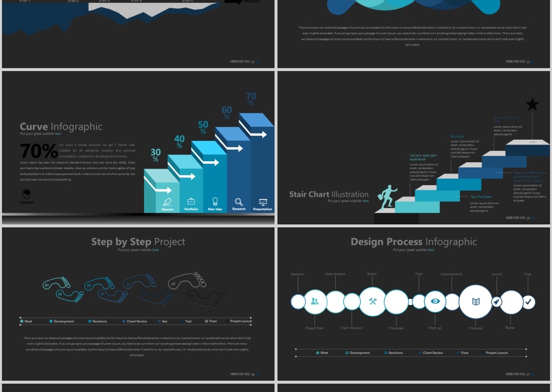 黑色高端商务PPT信息图表模板HERE FOR YOU Powerpoint