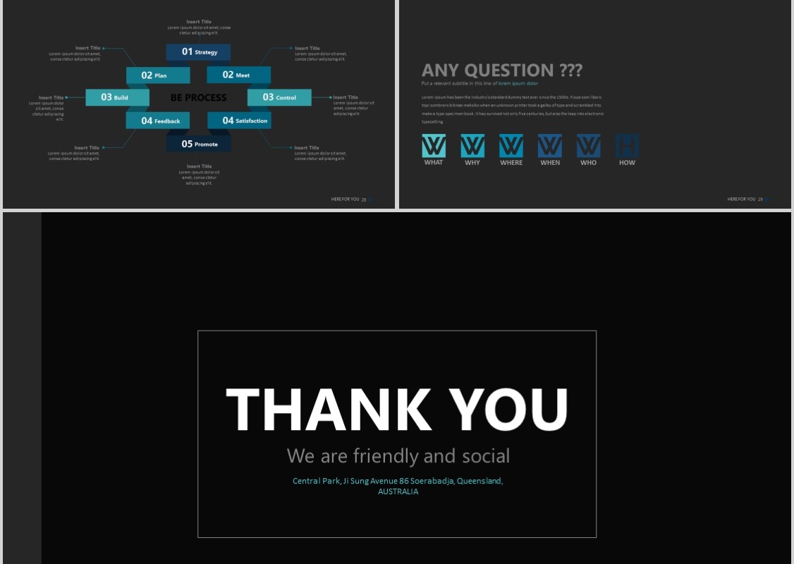 黑色高端商务PPT信息图表模板HERE FOR YOU Powerpoint