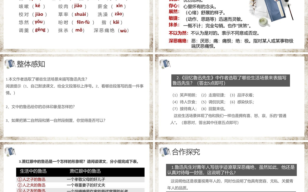 部编版七年级语文下册回忆鲁迅先生课件PPT模板