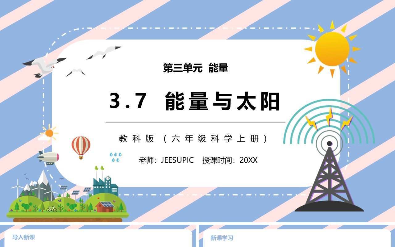 教科版六年级科学上册能量与太阳PPT模板