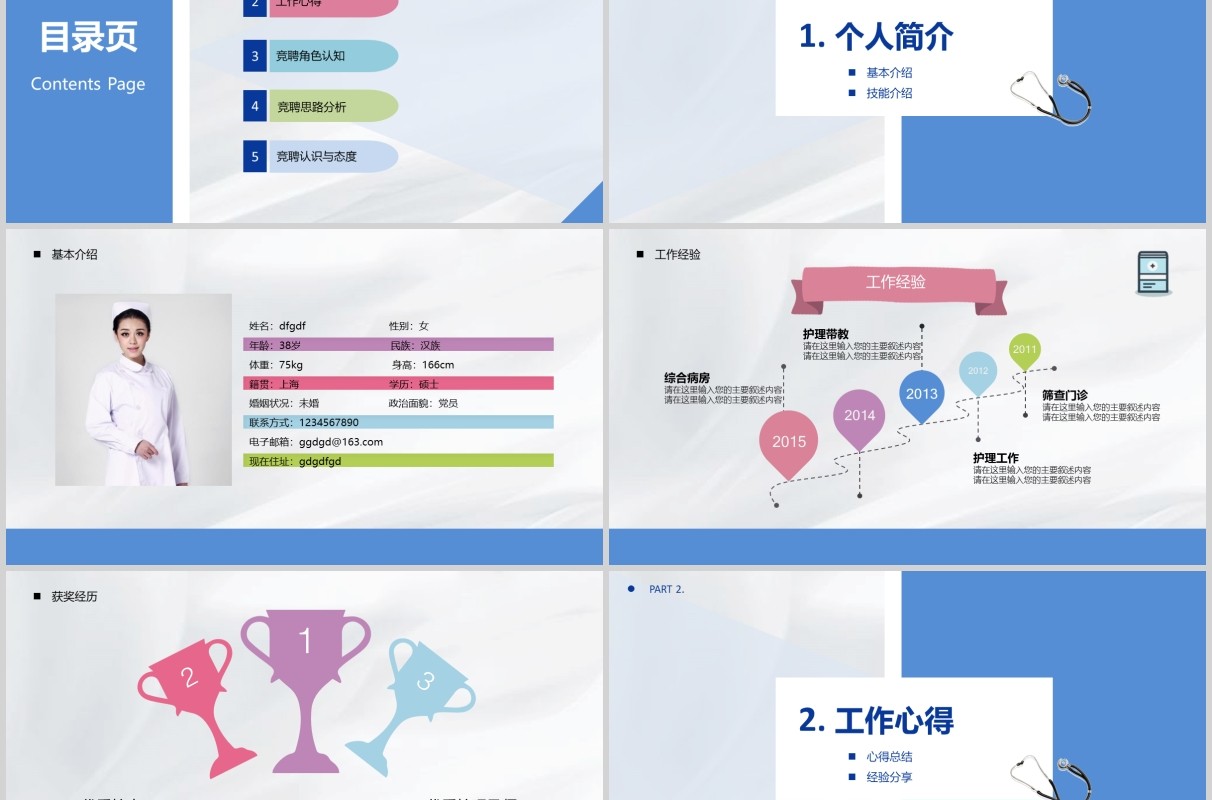 简洁护士长竞聘演讲述职报告PPT模板