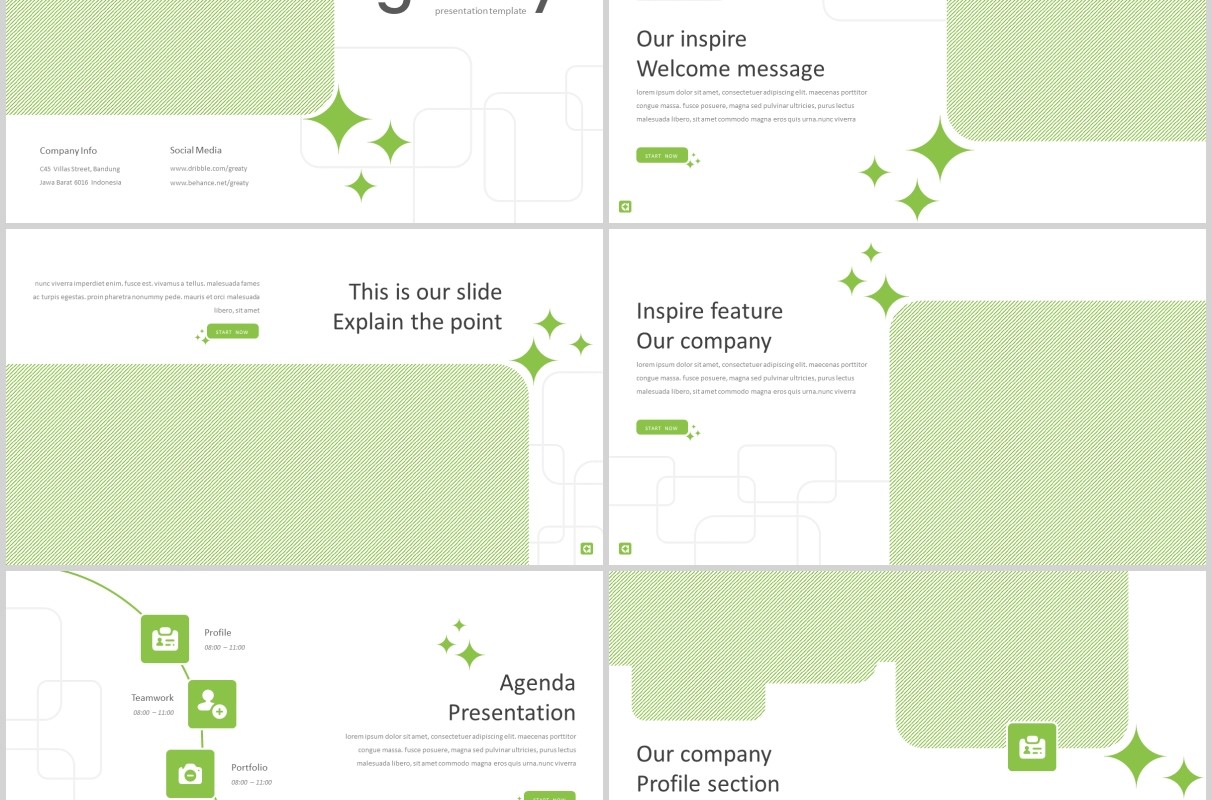 实用的绿色多功能PPT模板版式图片展示Greaty Powerpoint Template