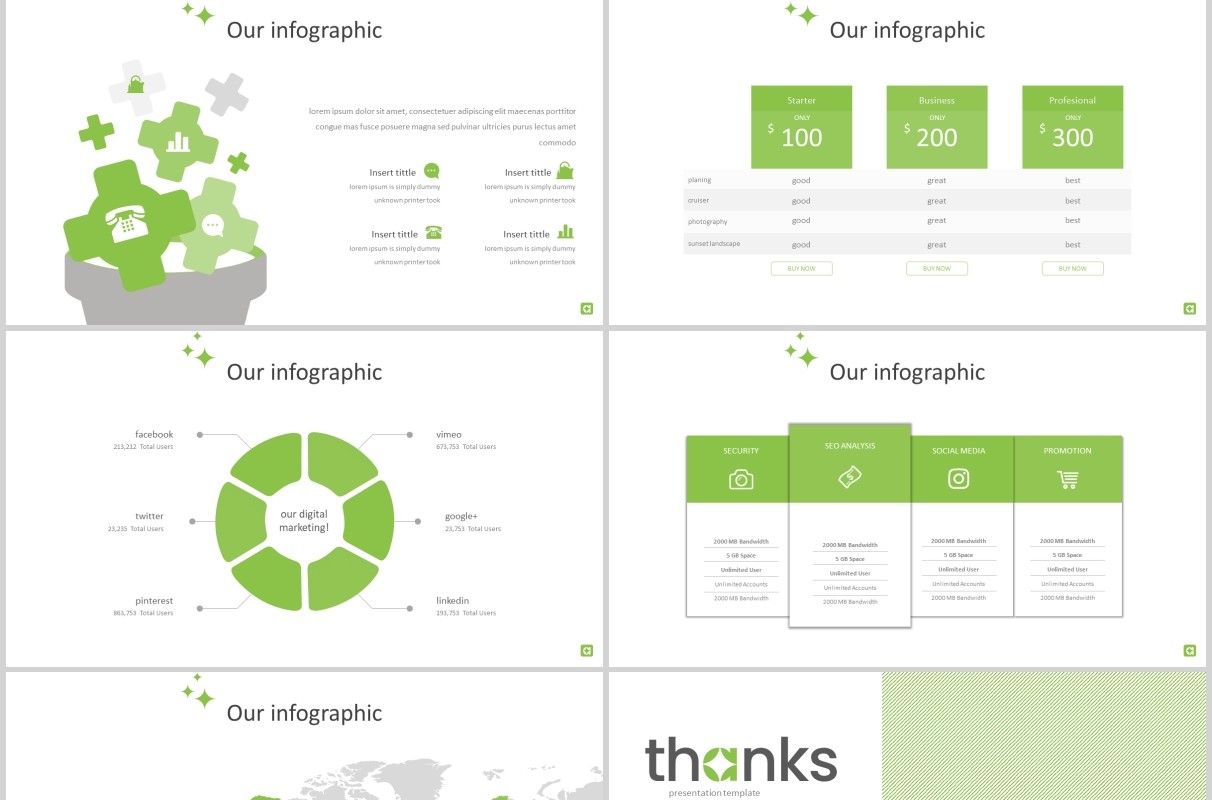 实用的绿色多功能PPT模板版式图片展示Greaty Powerpoint Template