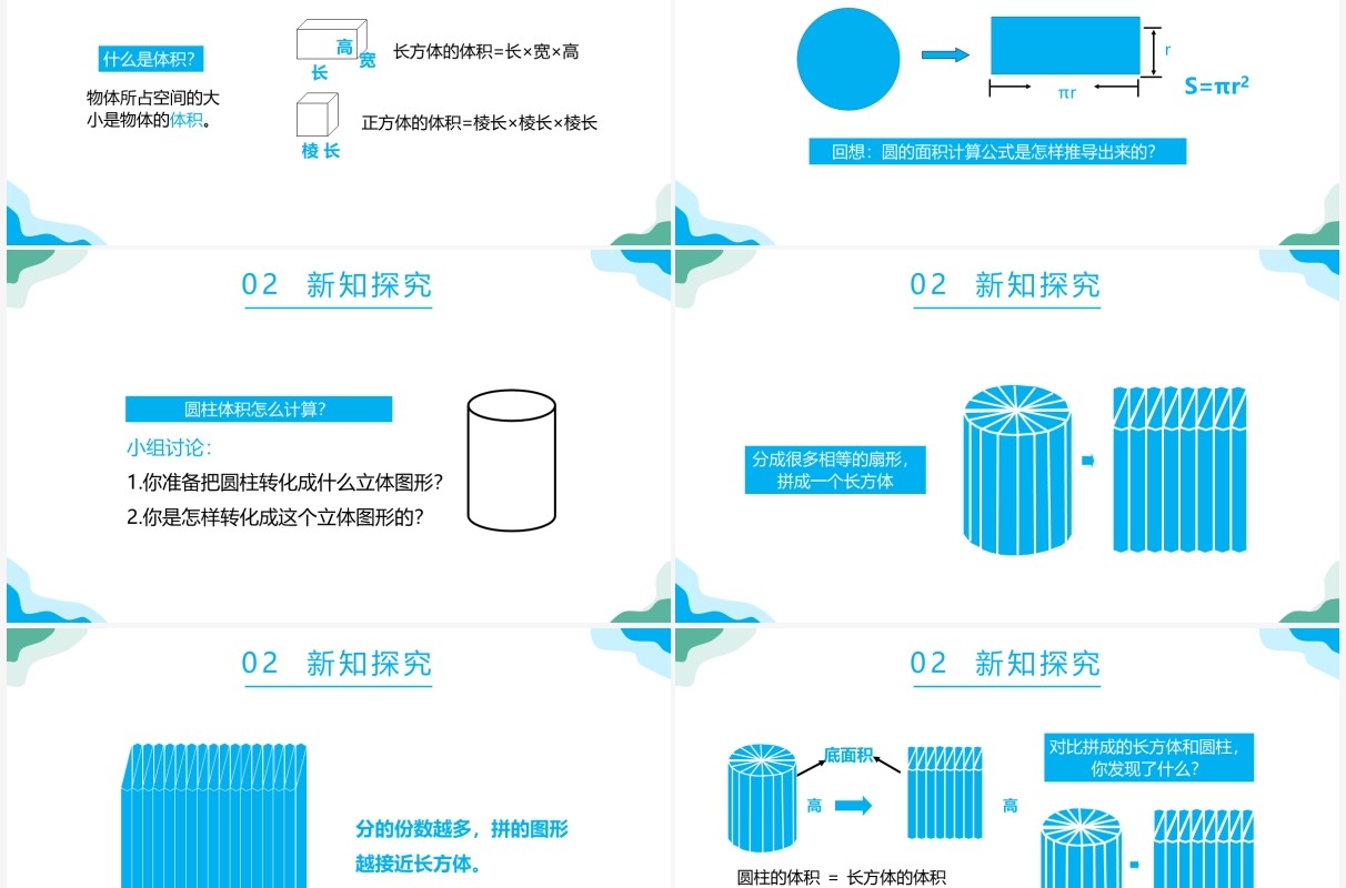 部编版六年级数学下册圆柱的体积课件PPT模板