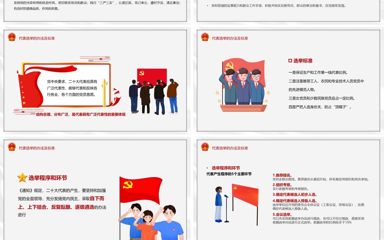 红色简约中国共产党二十大代表选举会PPT模板