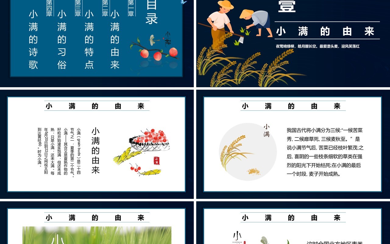 卡通中国风小满节气活动策划PPT模板