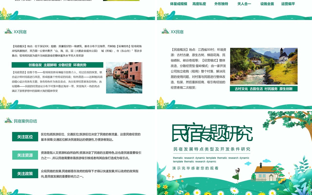 民宿发展特点类型及开发条件研究动态PPT模板