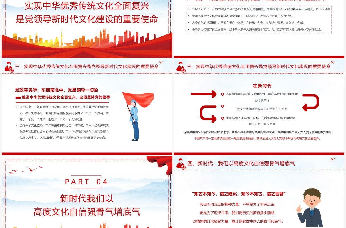 红色党政风中国共产党是中华优秀传统文化忠实的传承者和弘扬者PPT模板