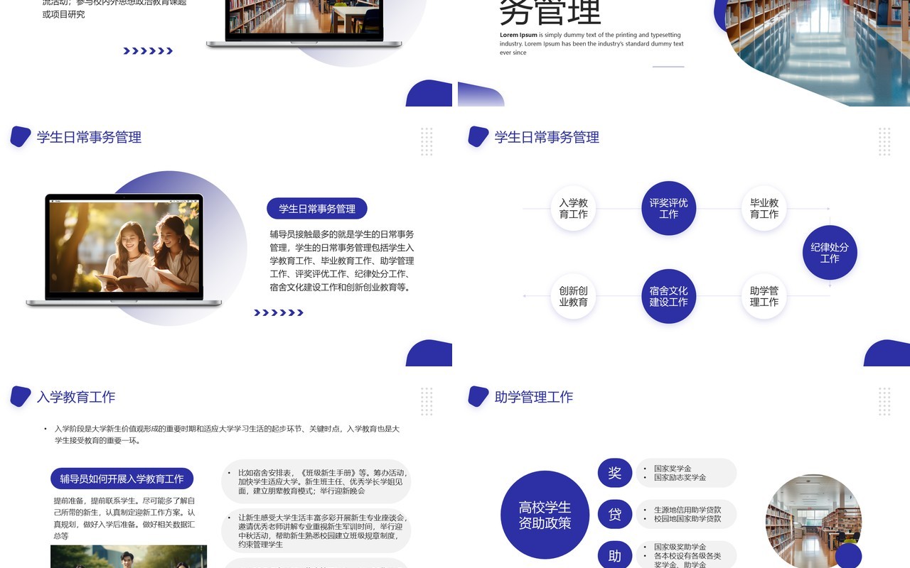 蓝色简约风辅导员岗前培训PPT模板
