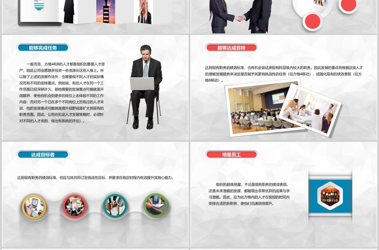 公司员工管理培训敬业九宫格PPT模板