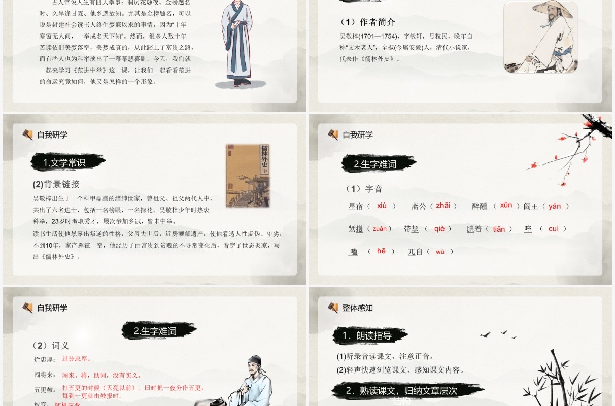 部编版九年级语文上册范进中举课件PPT模板