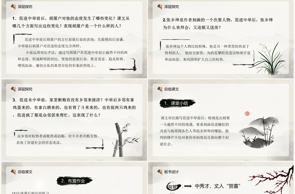 部编版九年级语文上册范进中举课件PPT模板