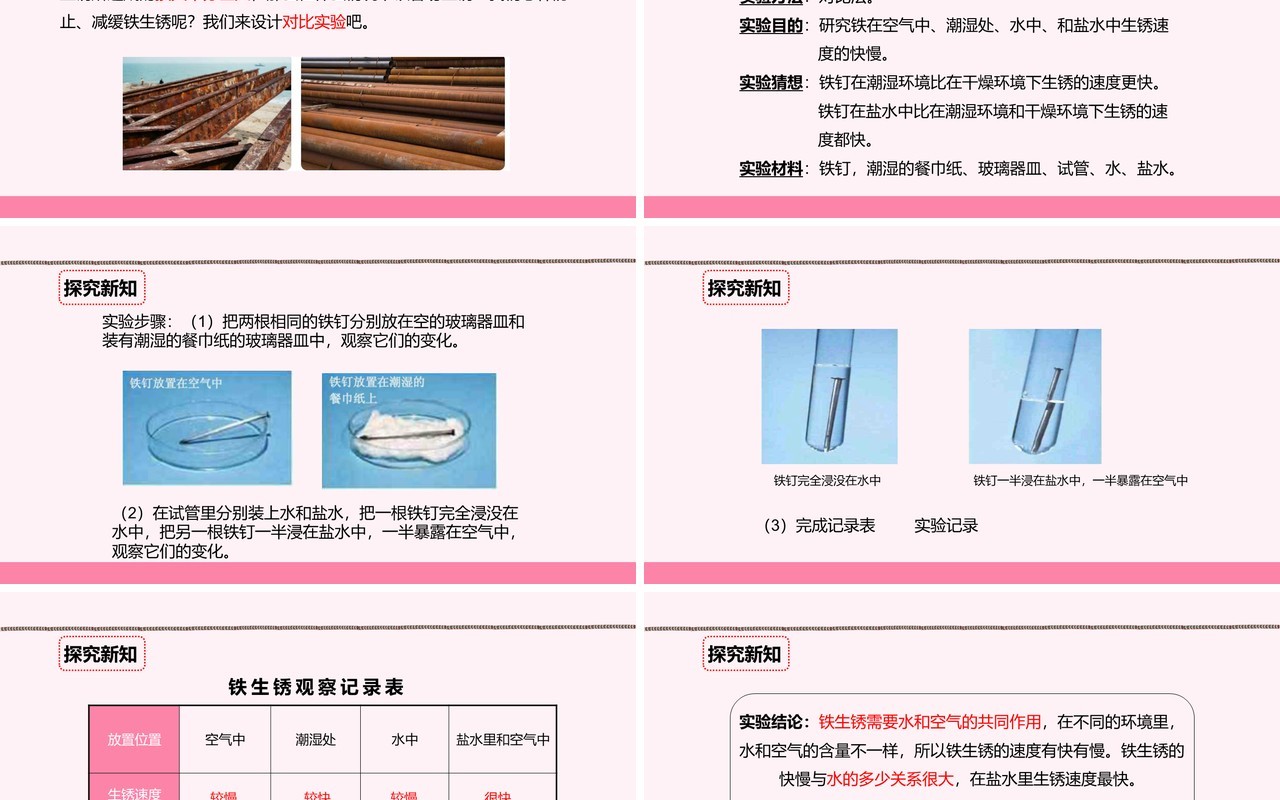 教科版六年级科学下册控制铁生锈的速度课件PPT模板