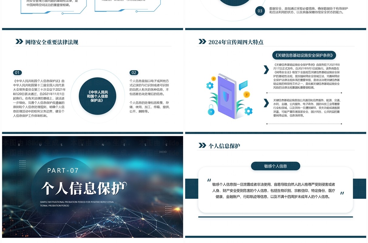 蓝色商务2024网络安全宣传周主题学习PPT模板