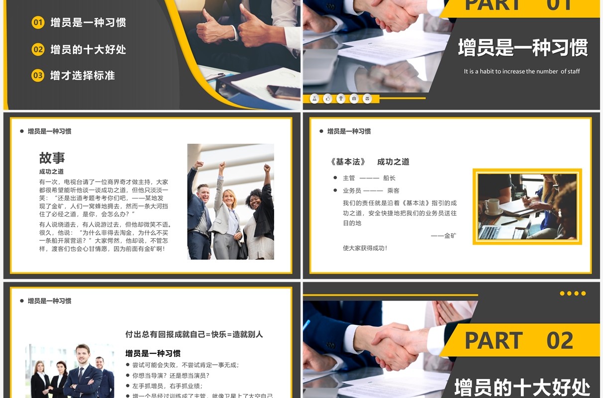 黄色商务风增员增才高效增员专题PPT模板